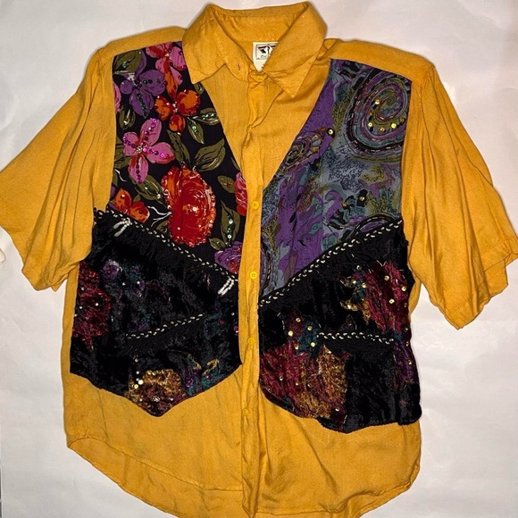 Vintage mustard shirt with vest - Picture 1 of 4